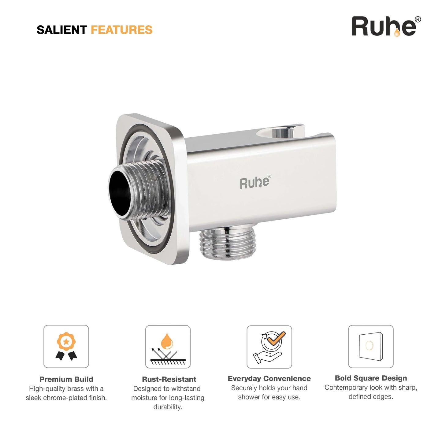 Square Hand Shower Holder with Connector