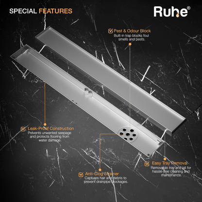 Marble-Insert Shower Drain Channel (2 Inches)