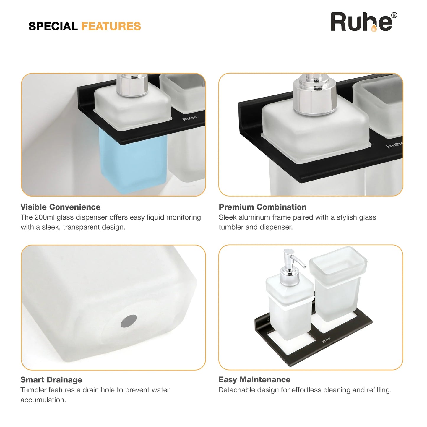 Ember Soap Dispenser With Tumbler Holder (Black)