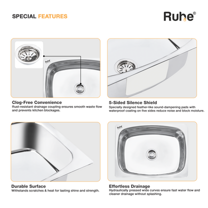 Oval Single Bowl Kitchen Sink (24 x 18 x 9 Inches)(Special Features)