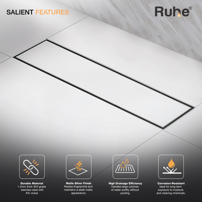 Tile-Insert Shower Drain Channel (4 Inches)