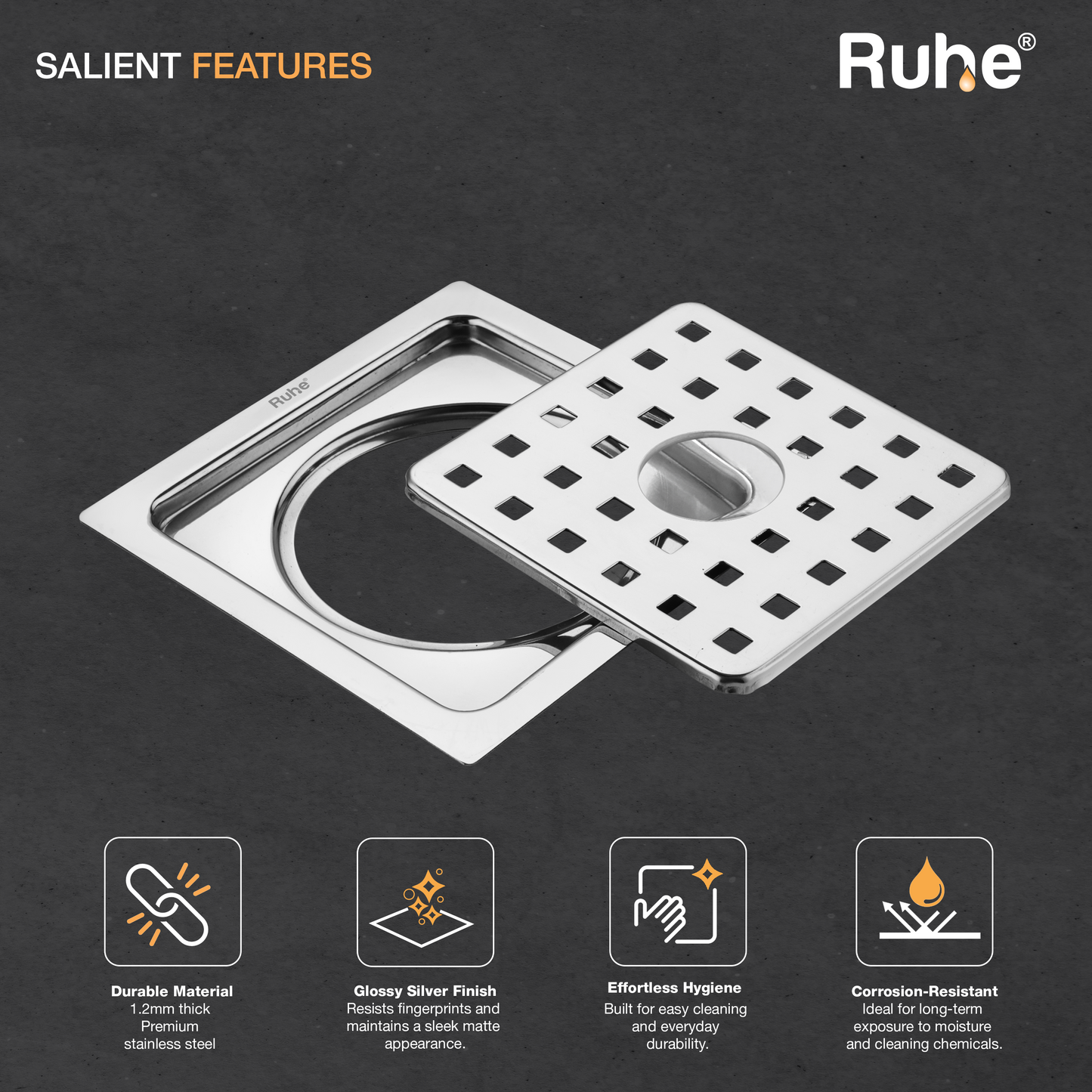 Check Square Flat Cut Floor Drain