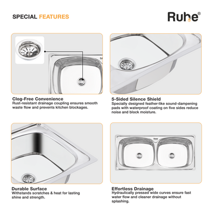 Double Bowl Kitchen Sink (45 x 20 x 9 Inches), Special Features