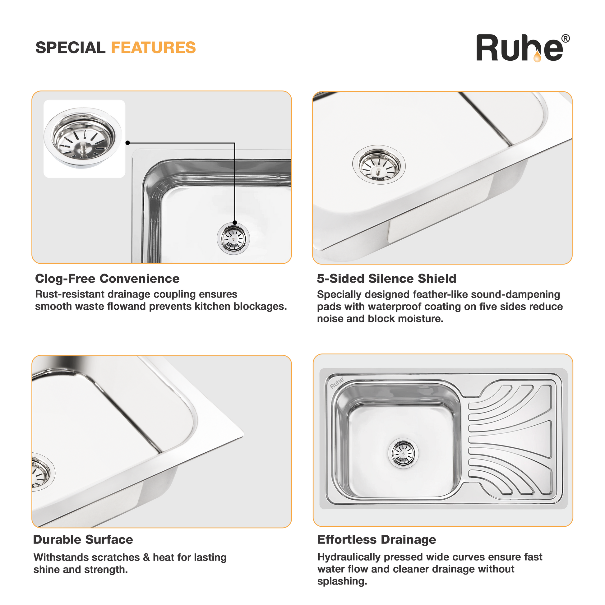 Double Bowl Kitchen Sink (32 x 20 x 8 Inches)(Features)