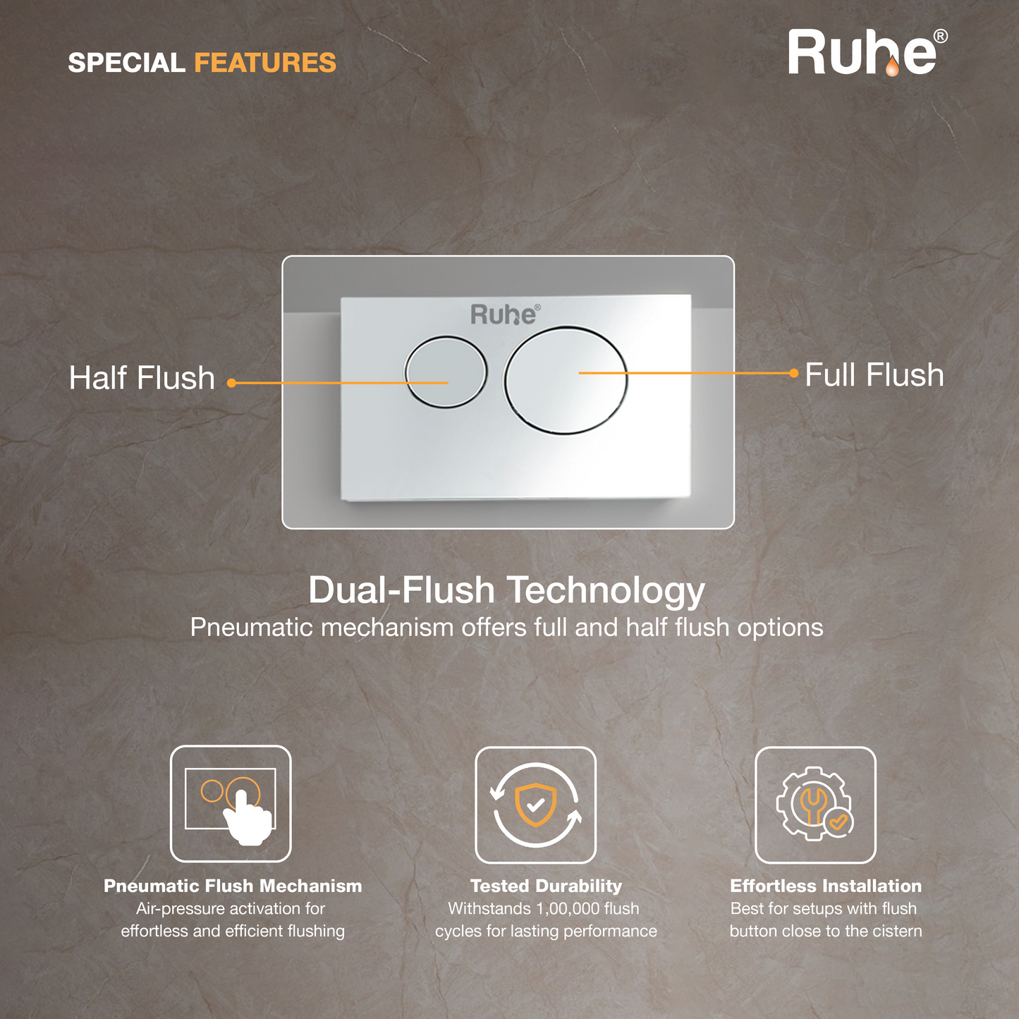 Pneumatic Concealed Cistern for Western Commode with Half Frame