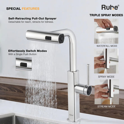 Arrow Triple Flow Pull-Out Kitchen Mixer Faucet