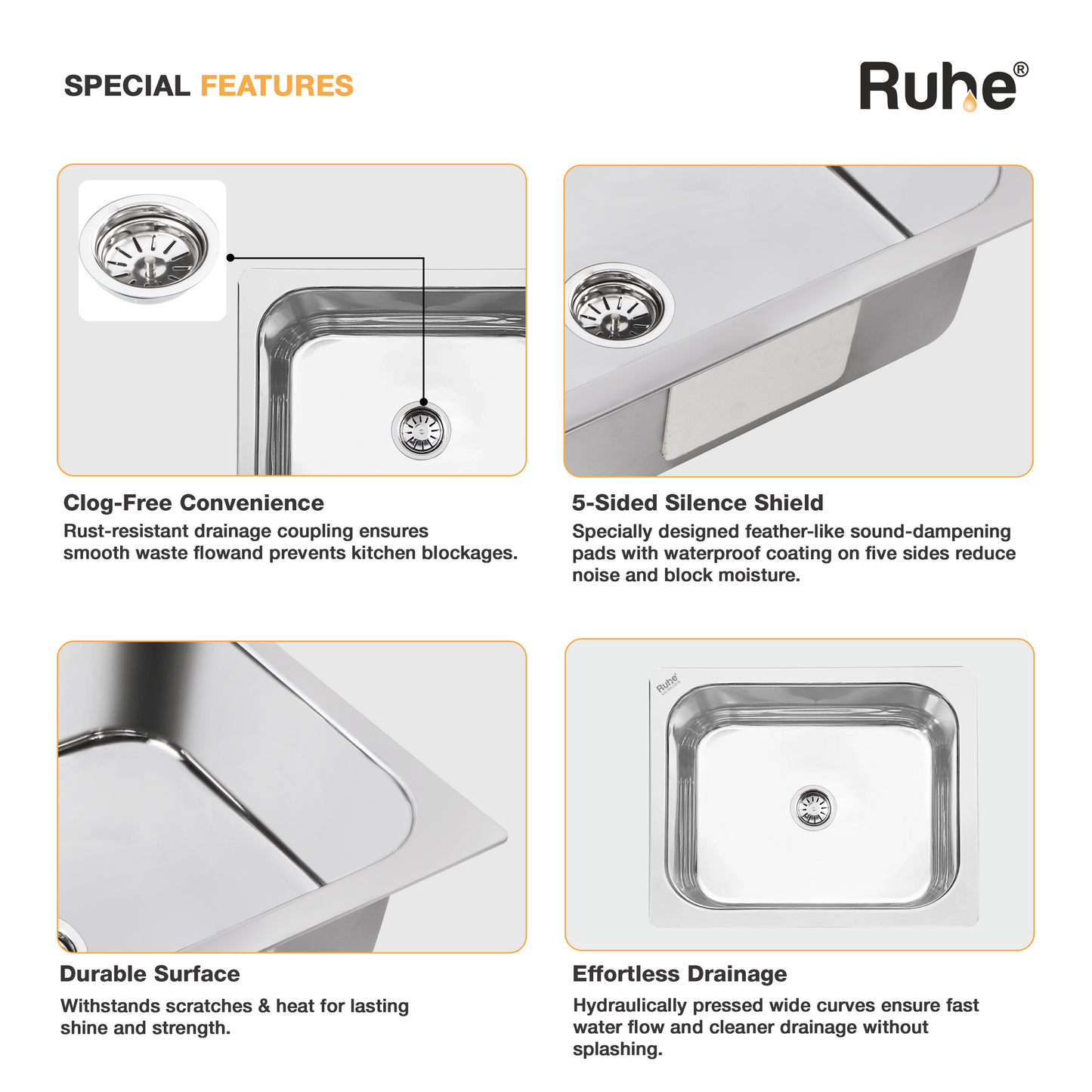 Single Bowl Kitchen Sink (27 x 21 x 9 Inches)(Special Features)