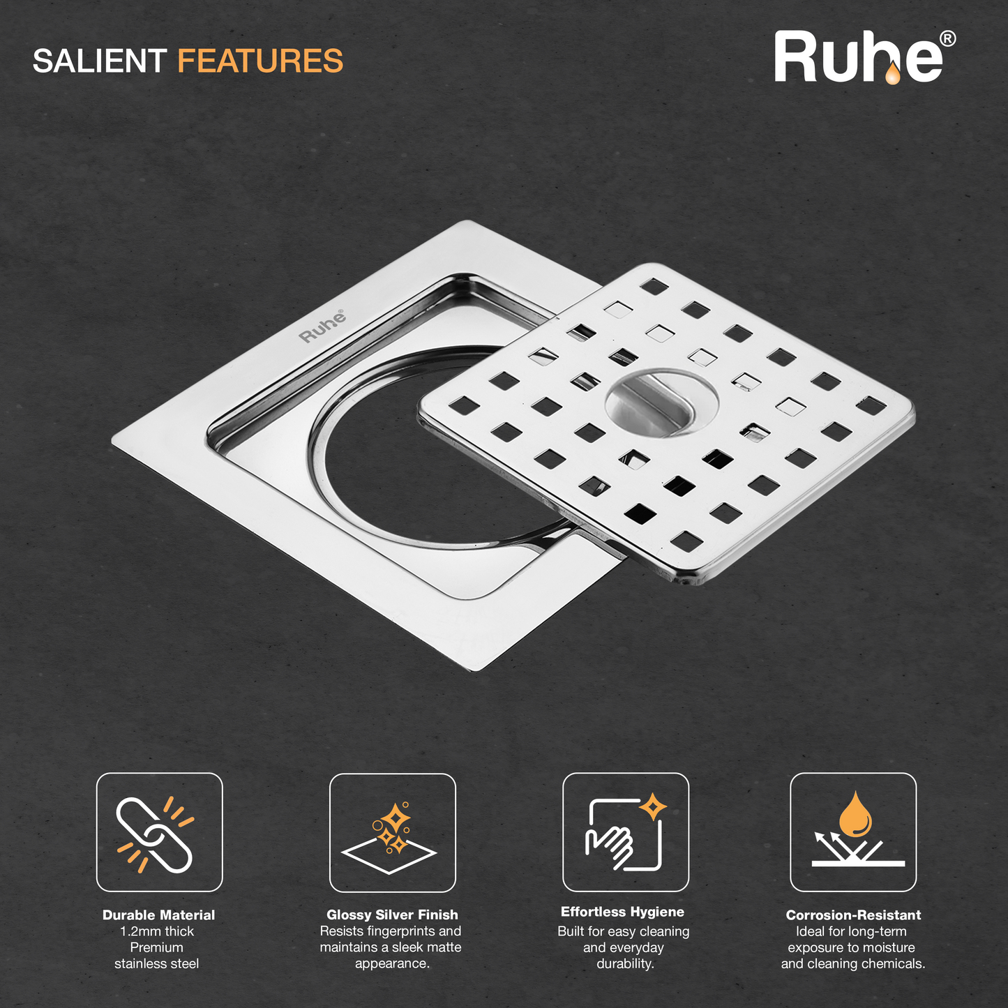 Check Square Flat Cut Floor Drain