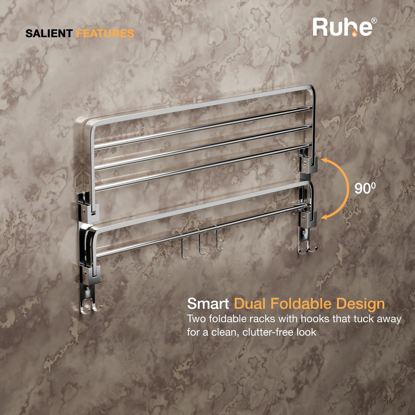 Dual Foldable Towel Rack (24 Inches)