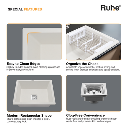 Quartz Single Bowl Kitchen Sink (24 x 18 x 9 Inches)