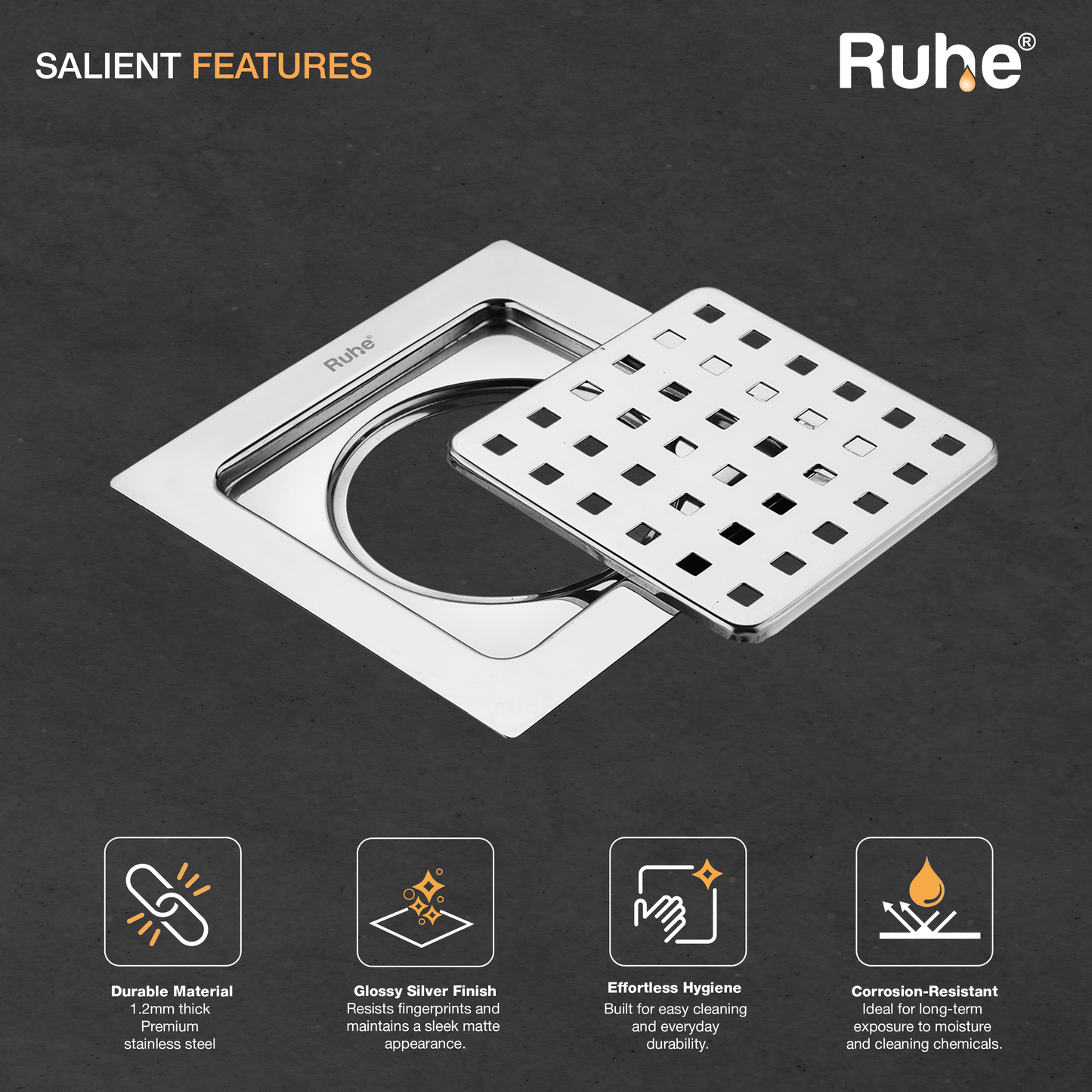 Check Square Flat Cut Floor Drain