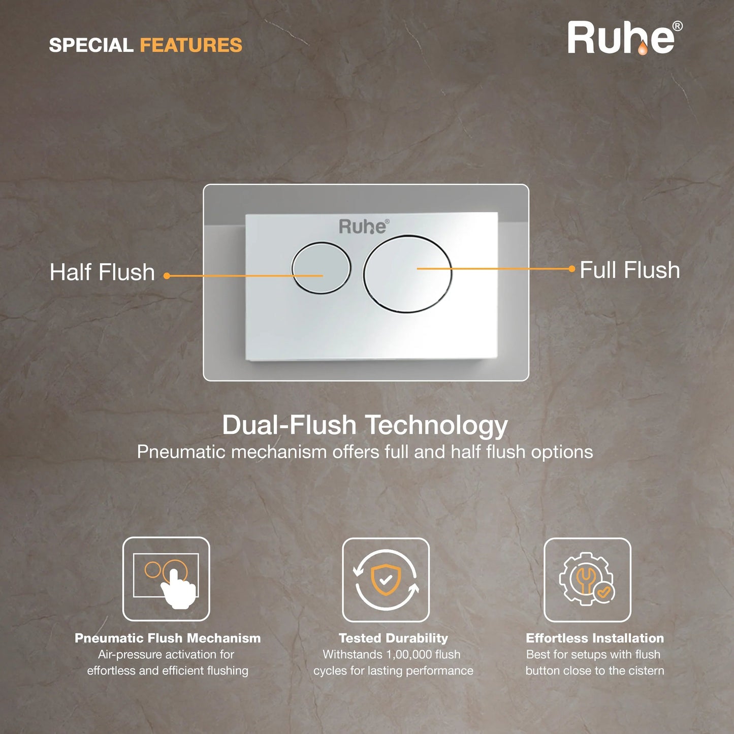 Pneumatic Concealed Cistern for Western Commode with Half Frame