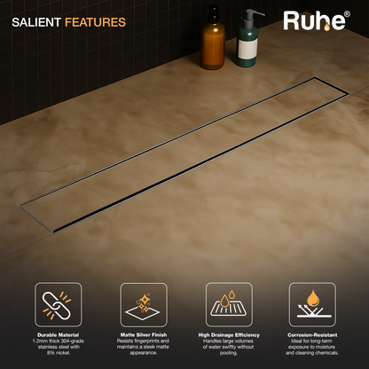 Tile-Insert Shower Drain Channel (3 Inches)