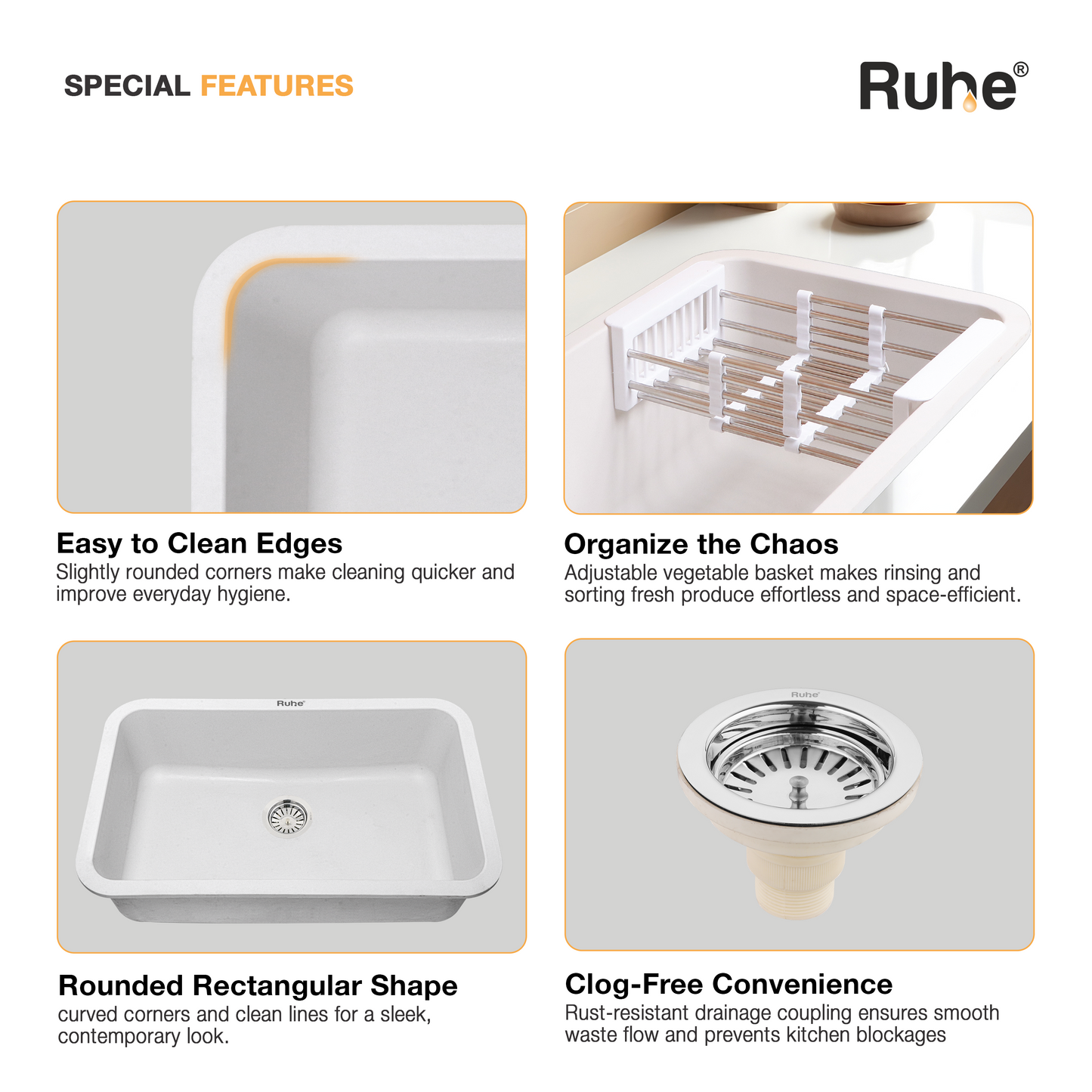 Crystal White Quartz Single Bowl Kitchen Sink (31 x 19 x 9 Inches) (Special Features)