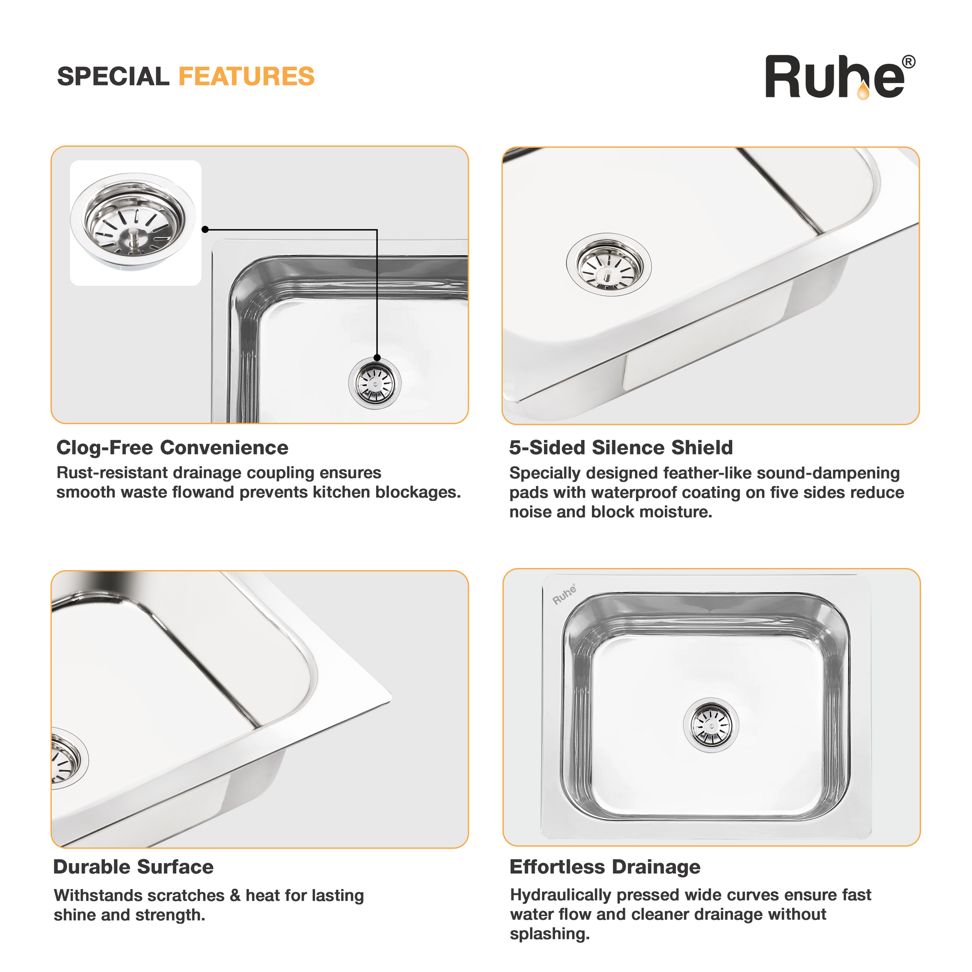 Single Bowl Kitchen Sink (24 x 18 x 9 Inches) (Special Features)