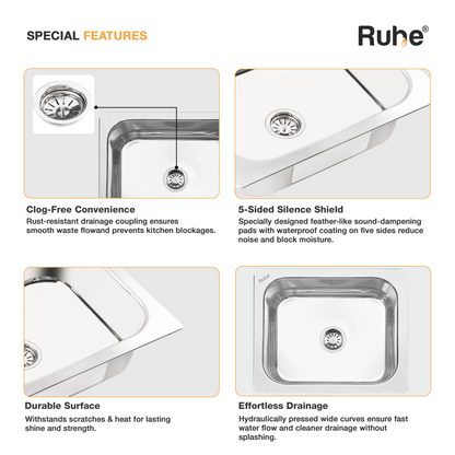 Single Bowl Kitchen Sink (24 x 18 x 9 Inches) (Special Features)