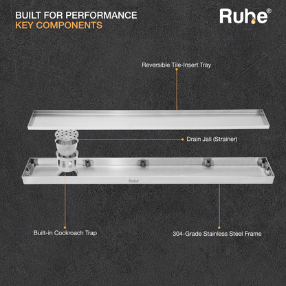 Tile-Insert Shower Drain Channel (4 Inches)
