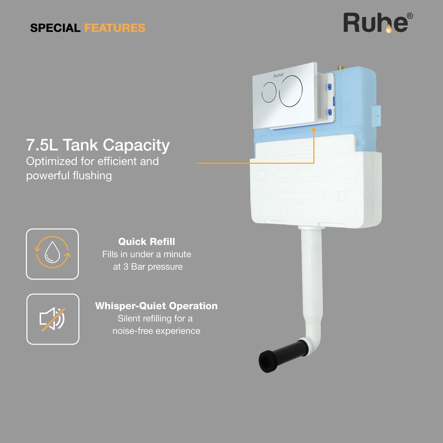 Pneumatic Concealed Cistern for Western Commode