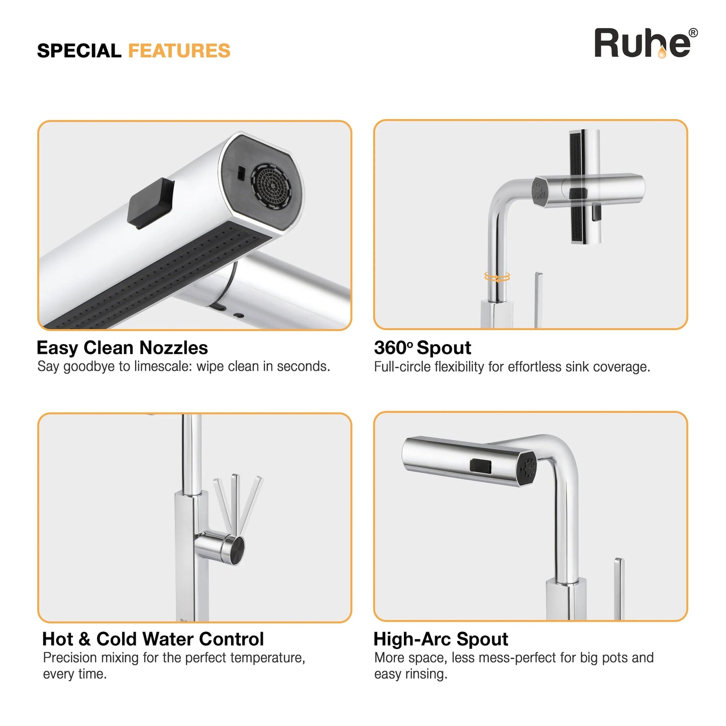 Arrow Triple Flow Pull-Out Kitchen Mixer Faucet