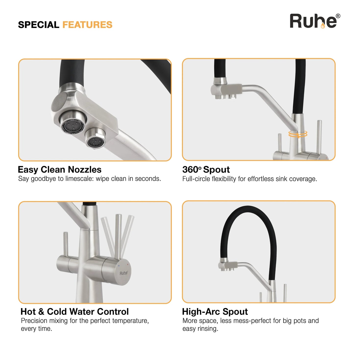 Wind Table Mount Sink Mixer Faucet with RO Water Supply