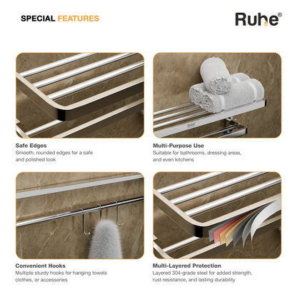 Dual Foldable 304-Grade Towel Rack (24 Inches)