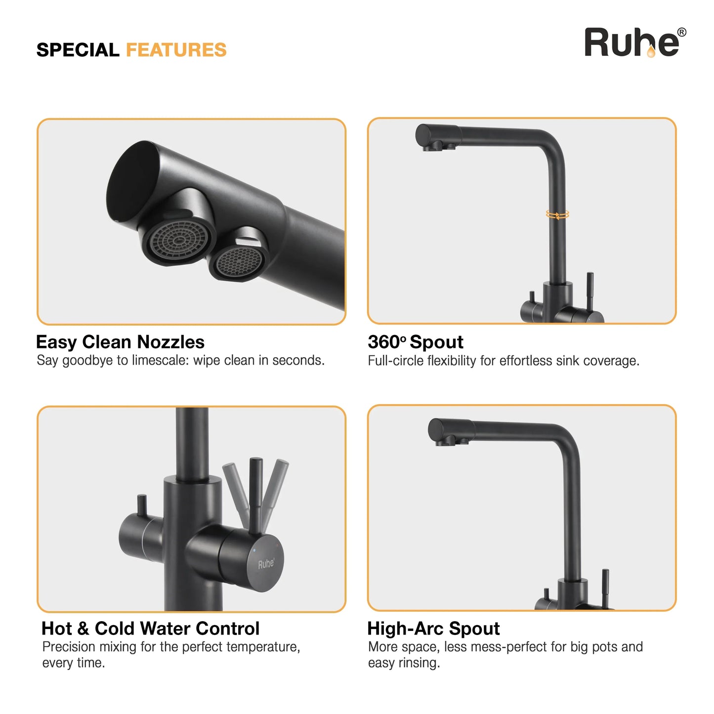 Trim Kitchen Mixer Faucet with RO Water Tap