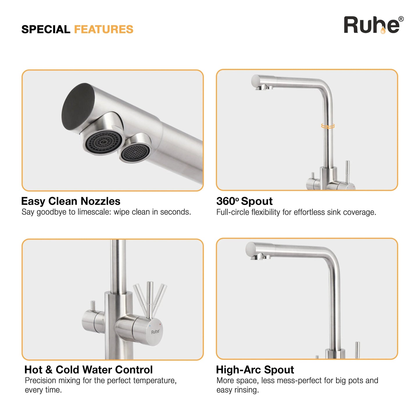 Trim Kitchen Mixer Faucet with RO Water Tap