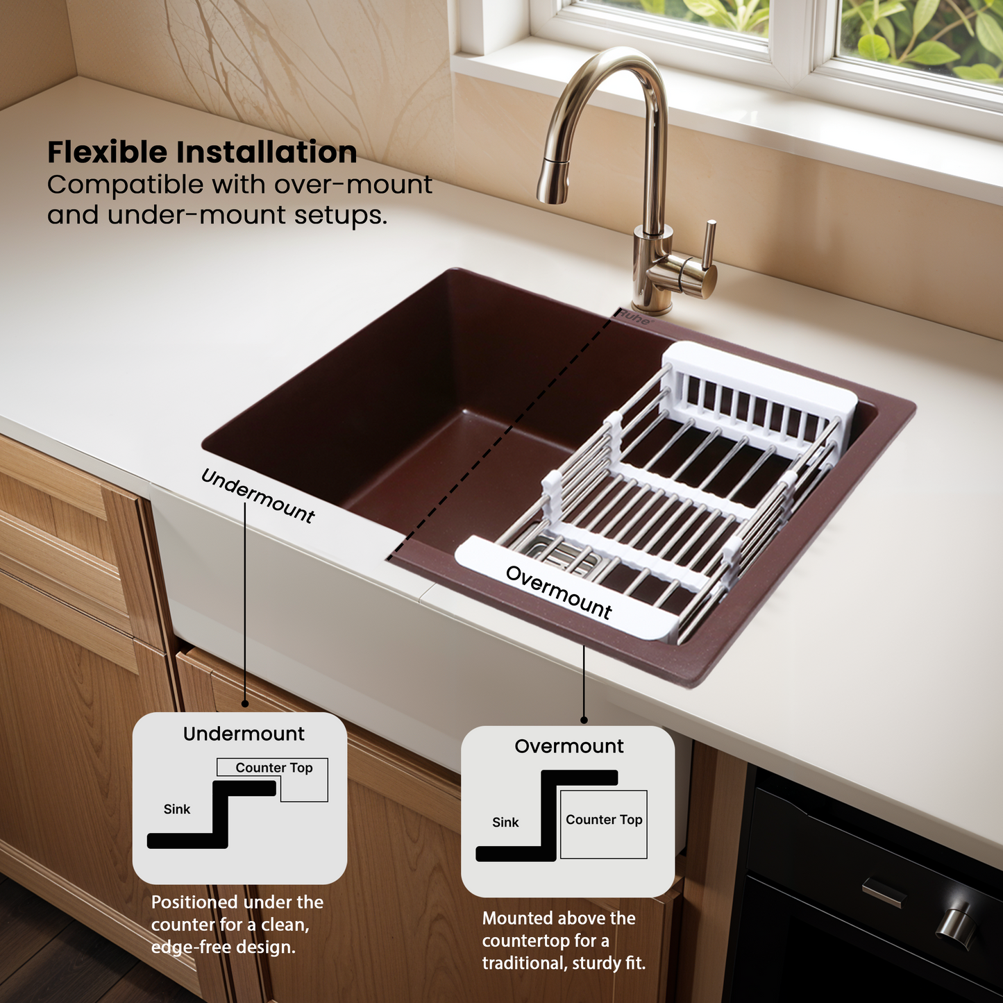 Quartz Single Bowl Kitchen Sink (24 x 18 x 9 Inches)