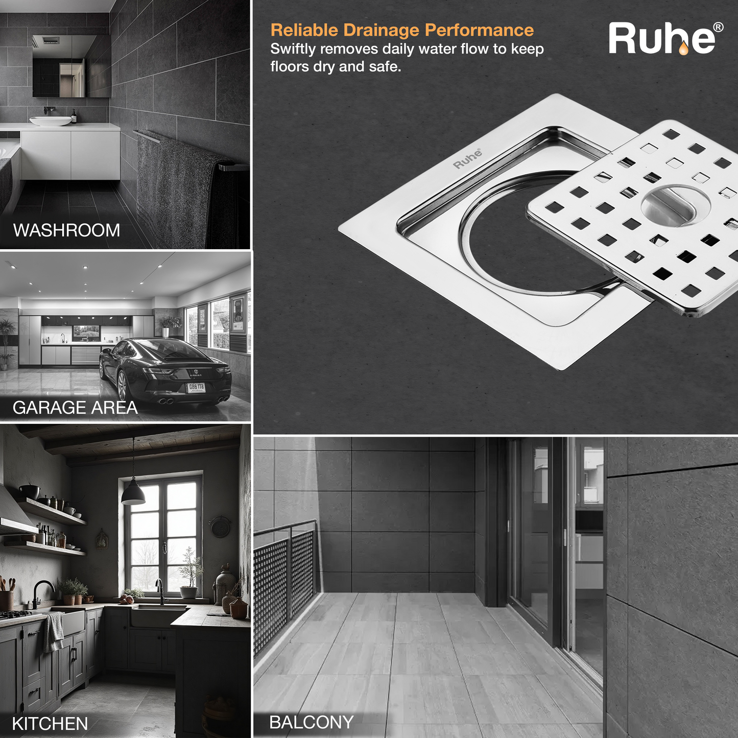 Check Square Flat Cut Floor Drain