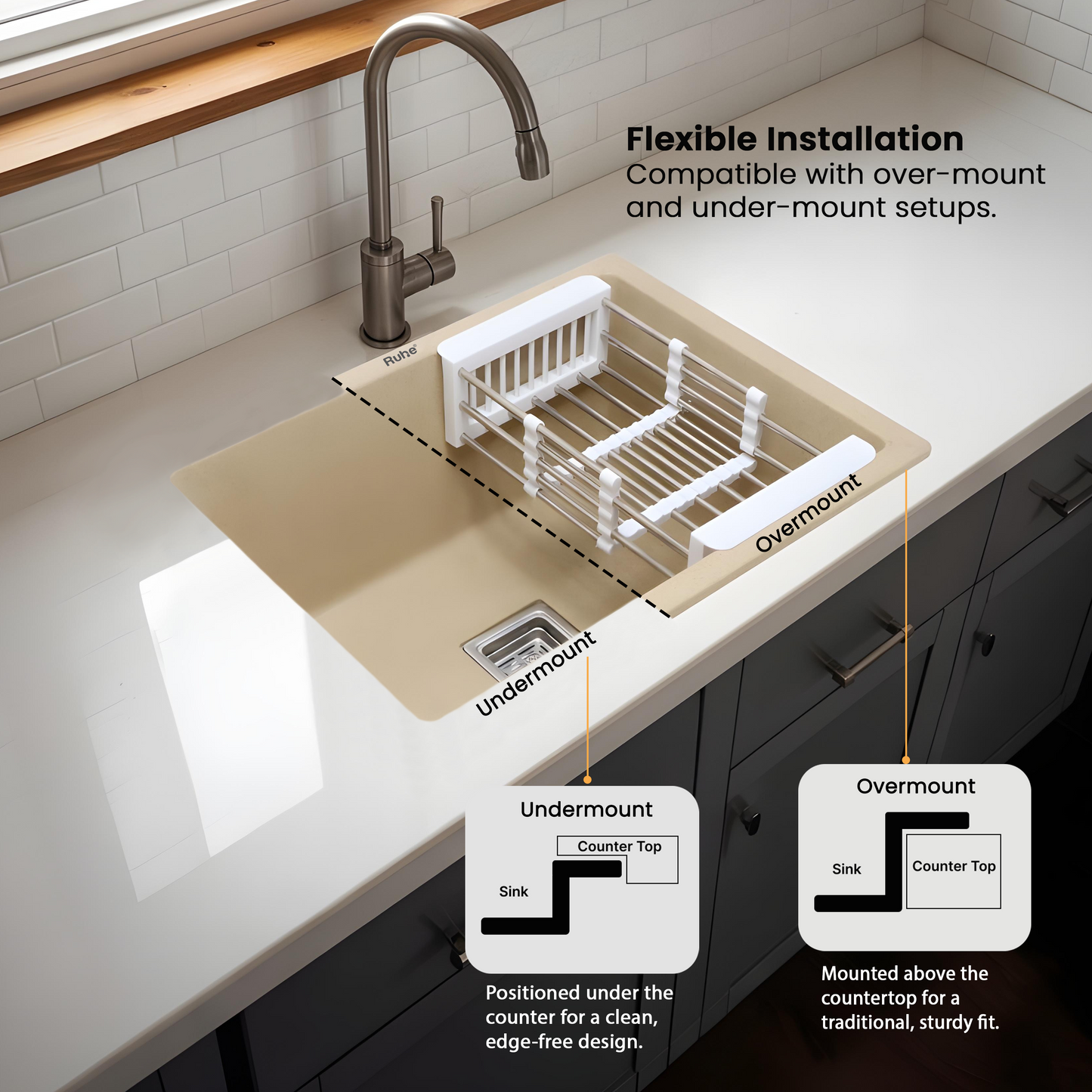 Quartz Single Bowl Kitchen Sink (24 x 18 x 9 Inches)