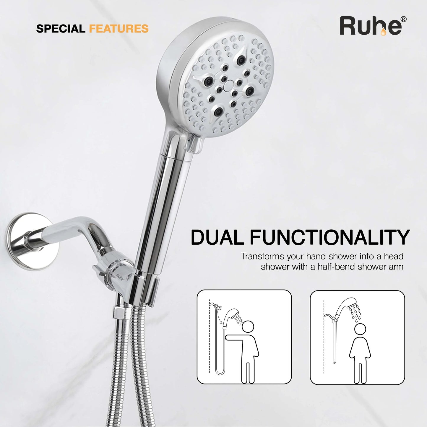 Duplex Hand Shower Holder with Adjustable Connector