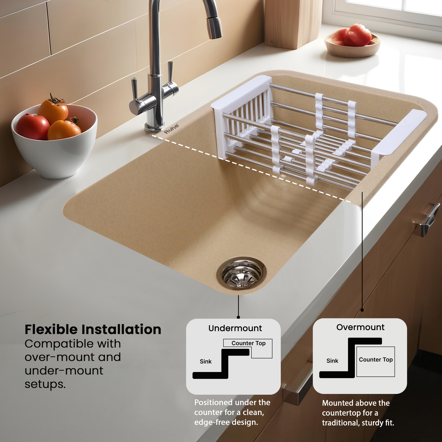 Quartz Single Bowl Kitchen Sink (31 x 19 x 9 Inches)