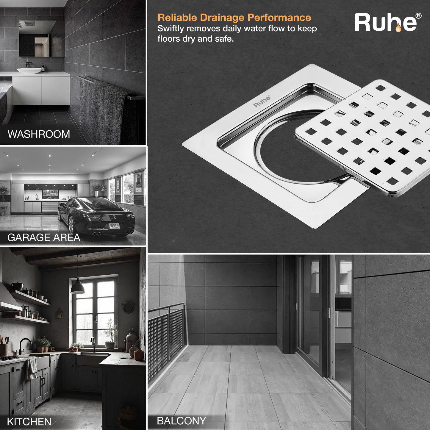 Check Square Flat Cut Floor Drain