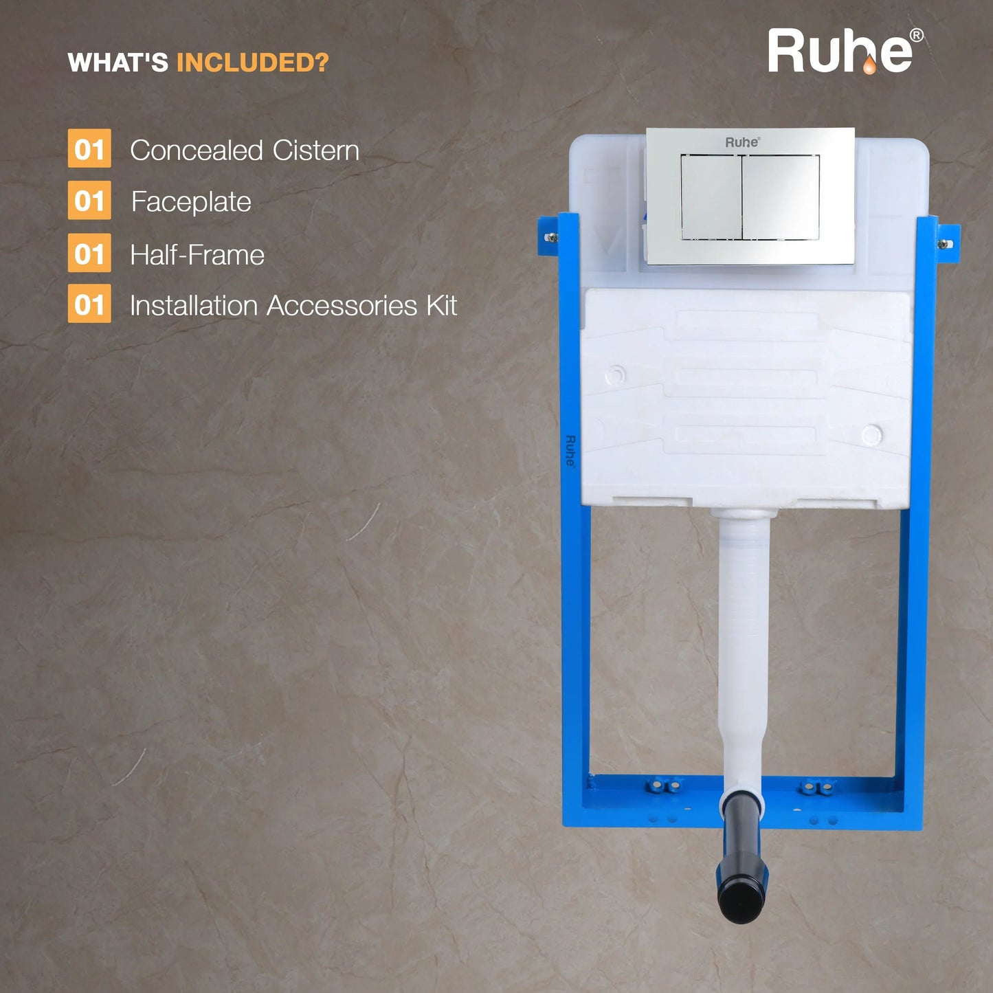 Mechanical Concealed Cistern for Western Commode with Half Frame