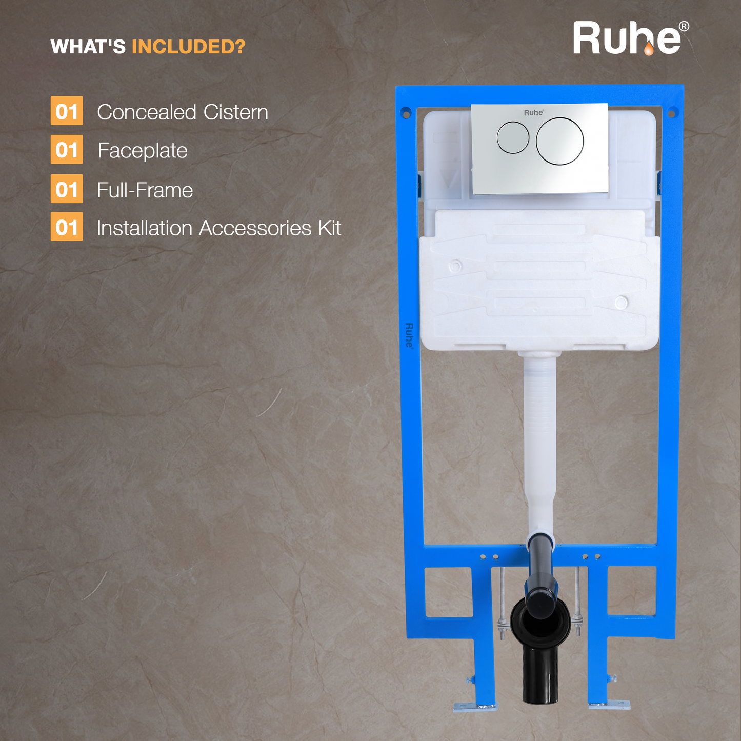 Pneumatic Concealed Cistern for Western Commode with Full Frame