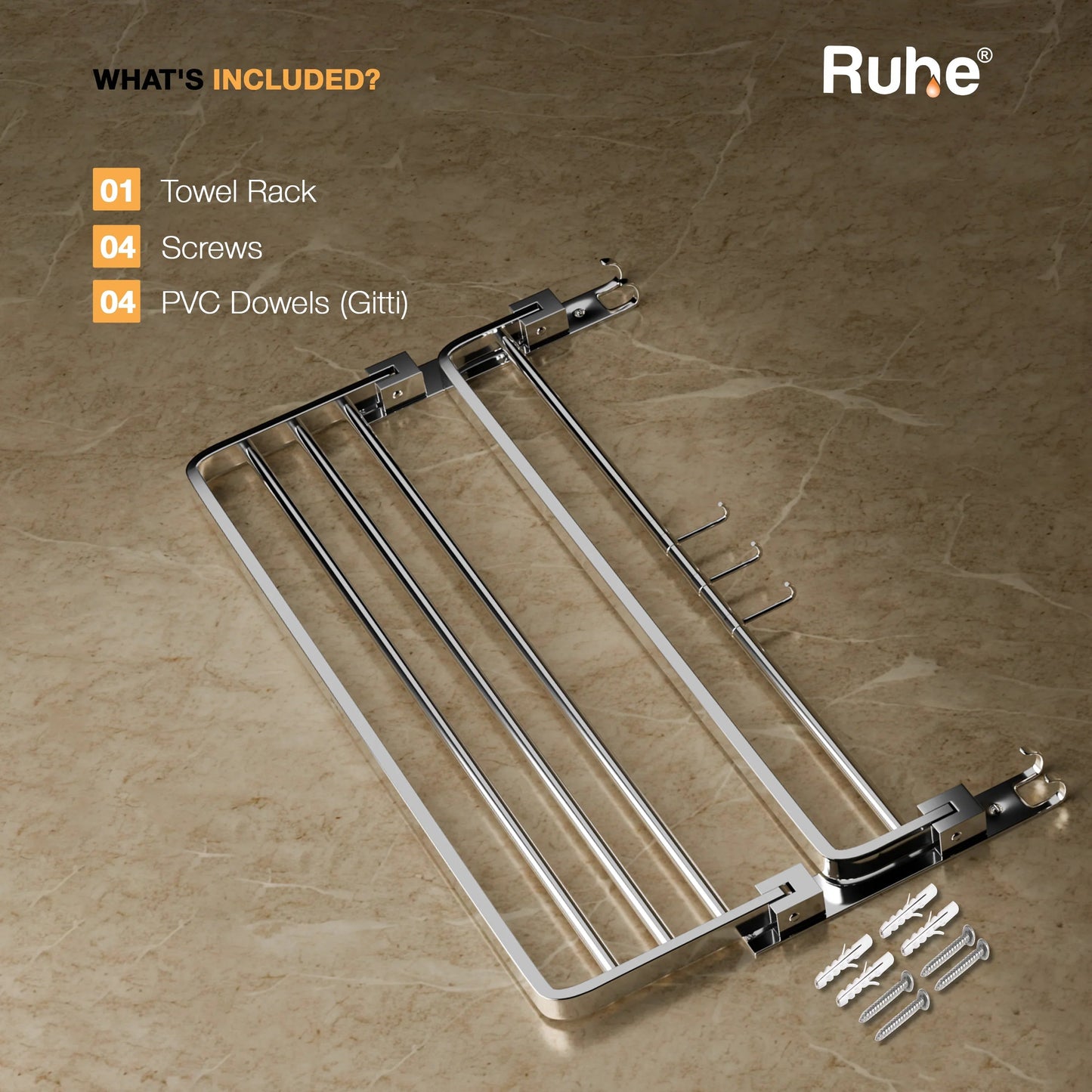Dual Foldable 304-Grade Towel Rack (24 Inches)