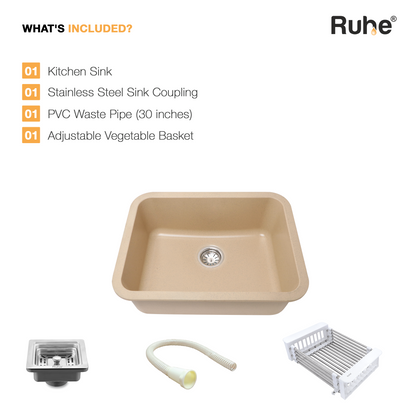 Quartz Single Bowl Round Kitchen Sink (24 x 18 x 9 Inches)