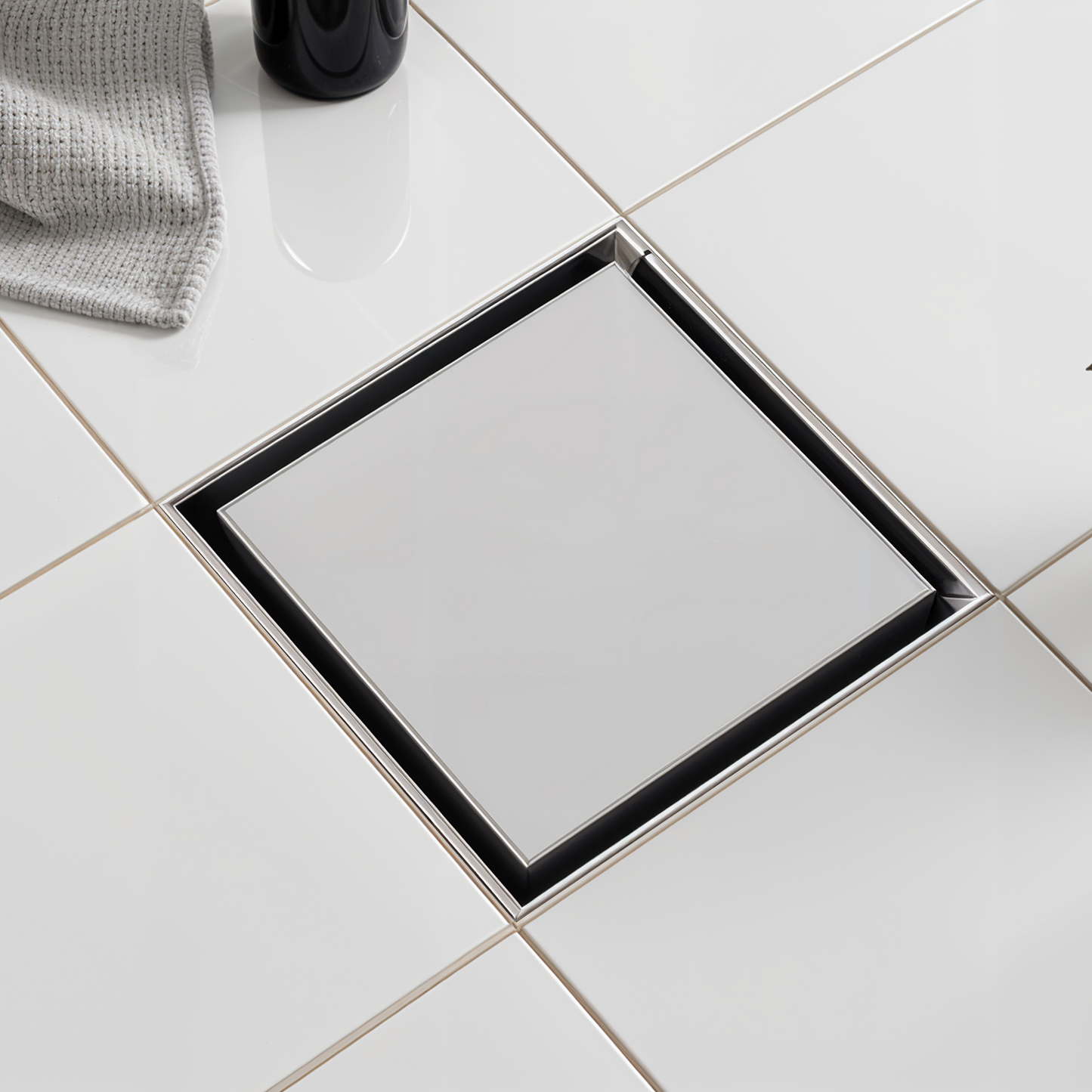 Marble-Insert Shower Drain Channel (4 x 4 Inches)