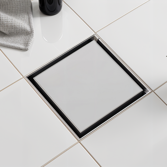 Marble-Insert Shower Drain Channel (4 x 4 Inches)