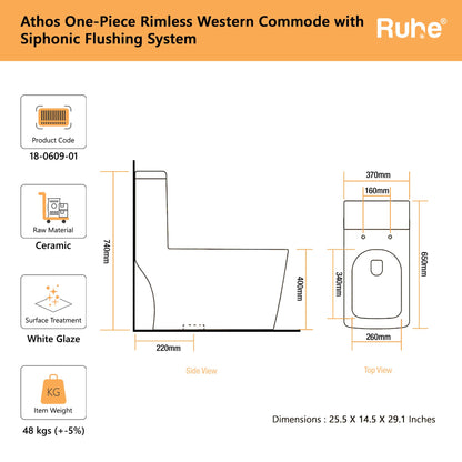 Athos One Piece Western Commode(Dimensions)
