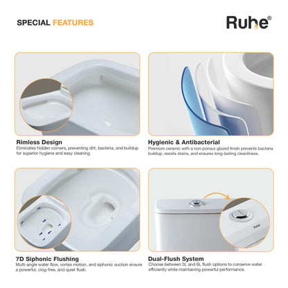 Athos One Piece Western Commode, rimless design