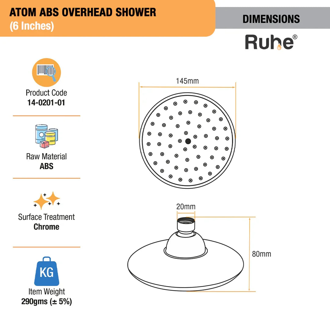 Atom Overhead Shower (6 Inches) - by Ruhe Dimensions