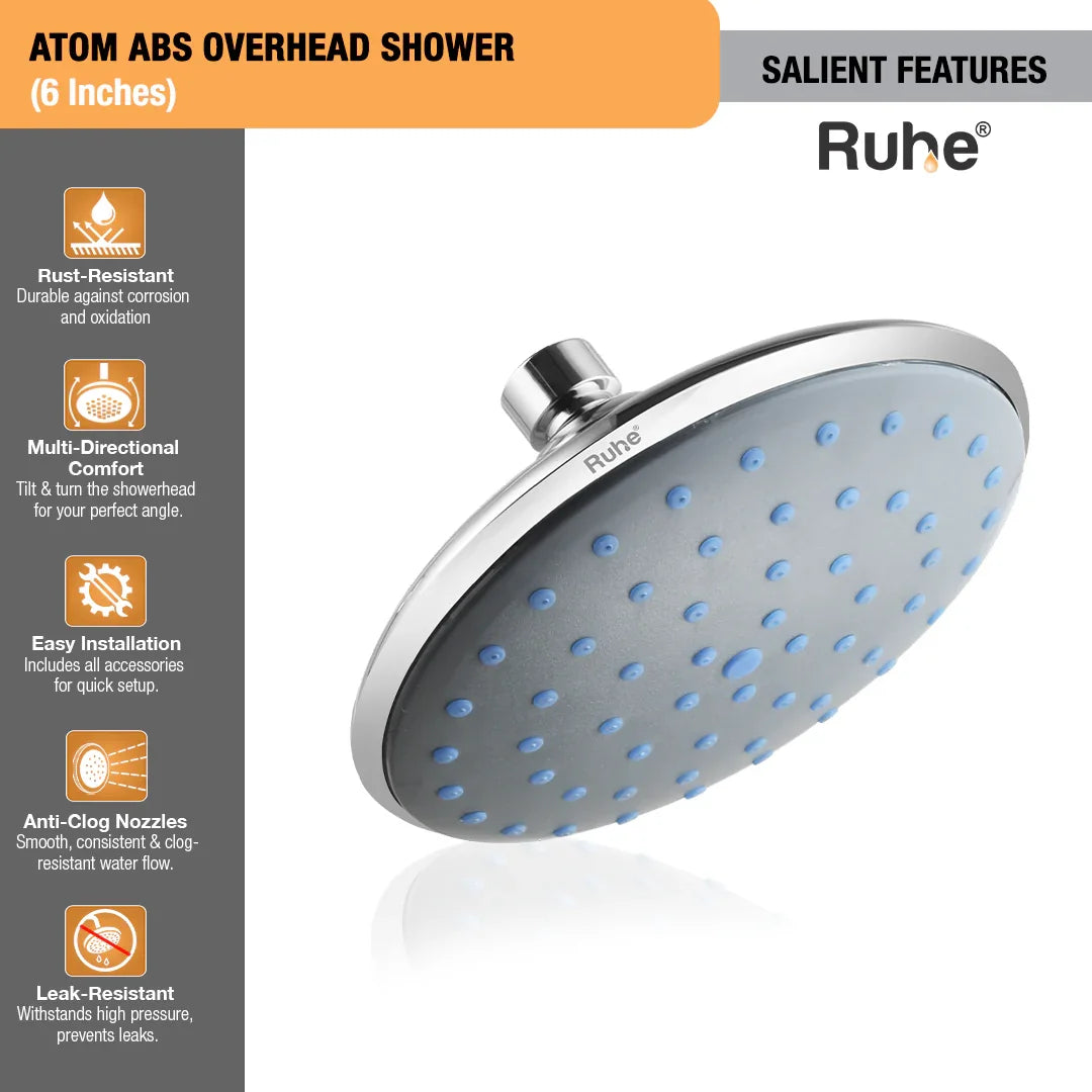 Atom Overhead Shower (6 Inches) - by Ruhe Salient Features