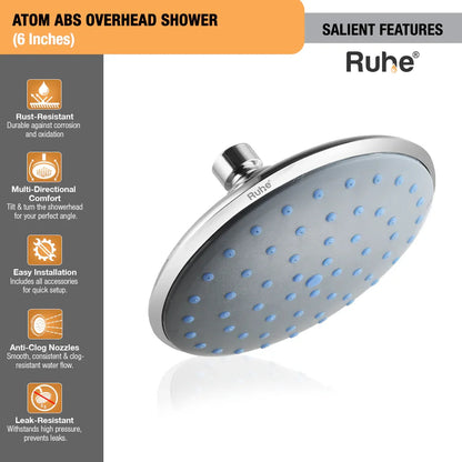Atom Overhead Shower (6 Inches) - by Ruhe Salient Features