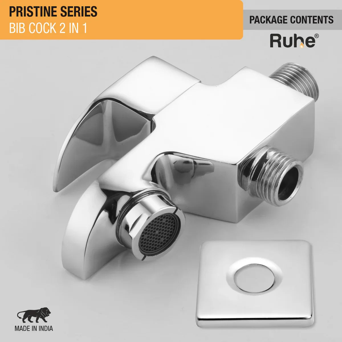 Pristine Two Way Bib Tap Faucet package content