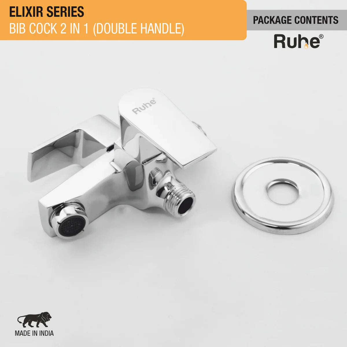 Elixir Two Way Bib Tap Brass Faucet (Double Handle) package content