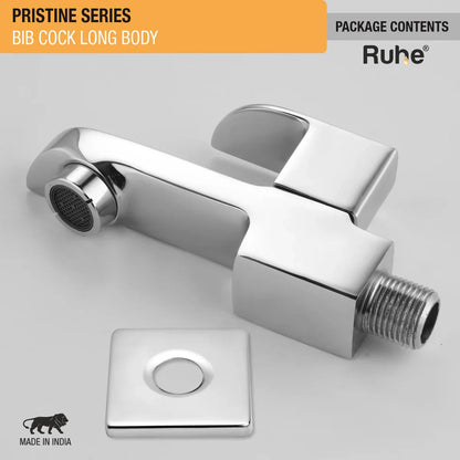 Pristine Bib Tap Long Body Brass Faucet package content
