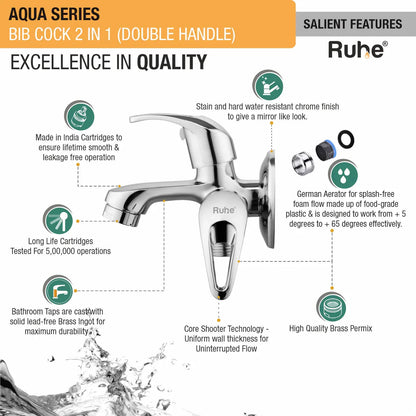 Aqua Two Way Bib Tap Brass Faucet (Double Handle) features