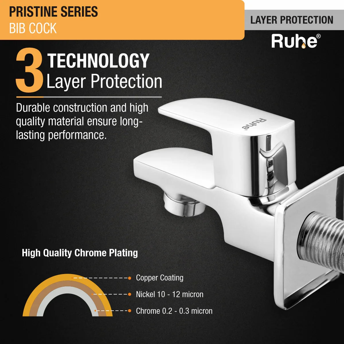 Pristine Bib Tap Brass Faucet 3 layer protection