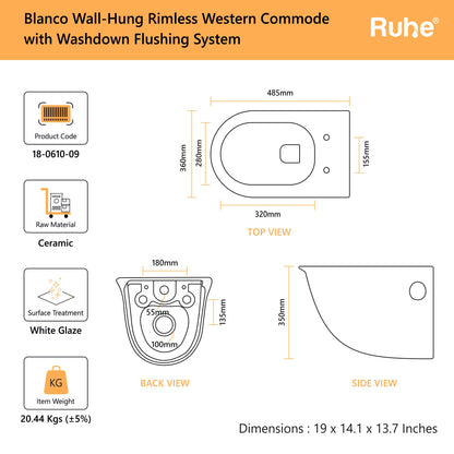 Blanco Wall-Hung Western Commode